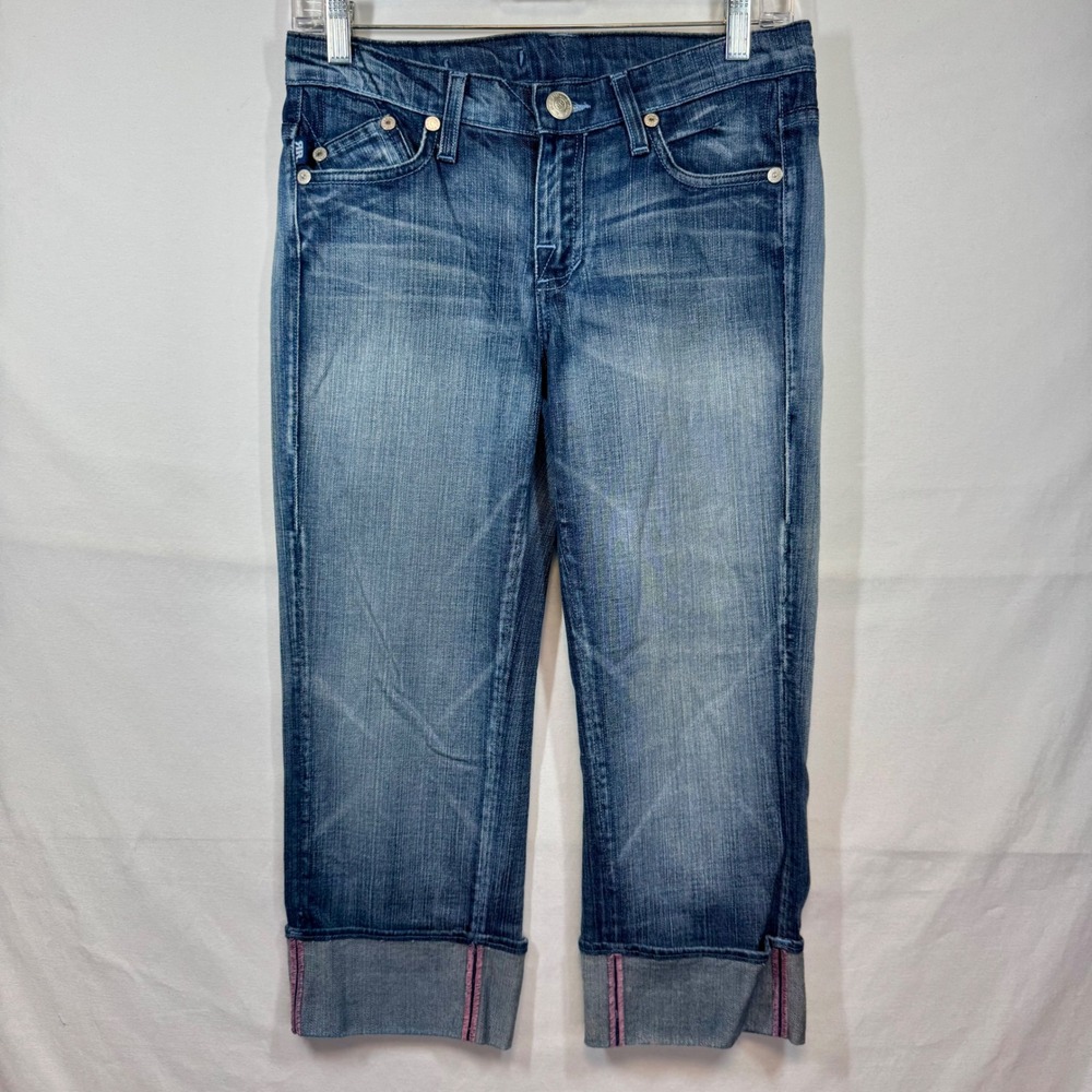 Rock & Republic Chrissy Capri Jeans Cuffed Hem Denim‎ Blue Wash Size 29